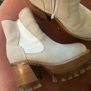 Bone suede boots